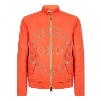 Orange Color High Quality Winter Fashion Leather Jackets For Gents